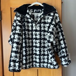 Brunette the Label Houndstooth Sherpa Fleece Half Zip